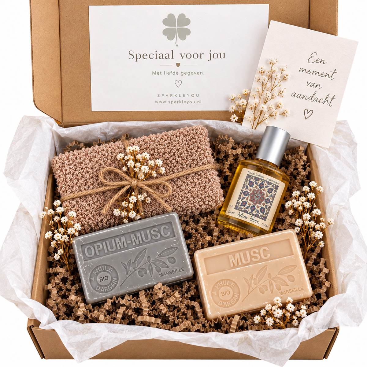 Warm geurmoment met Musc Blanc cadeaupakket van Sparkleyou